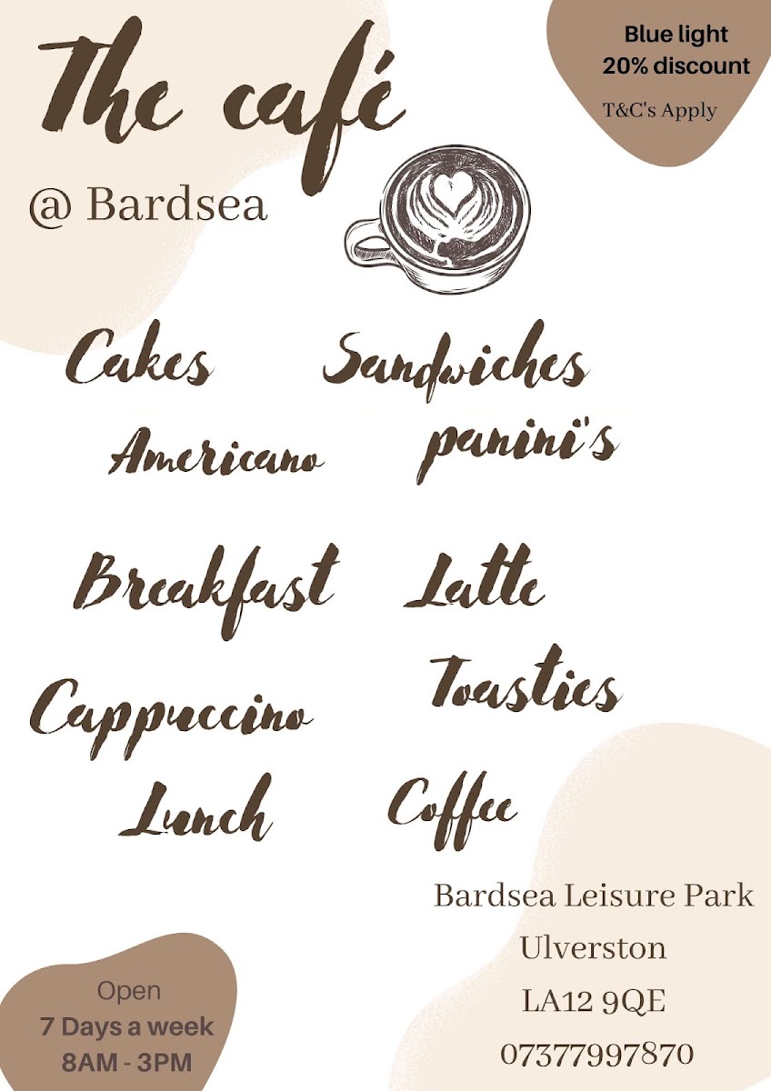 The Cafe at Bardsea menu board