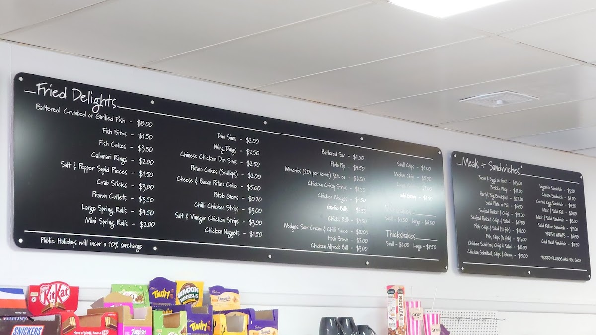 Bartys Cafe menu board