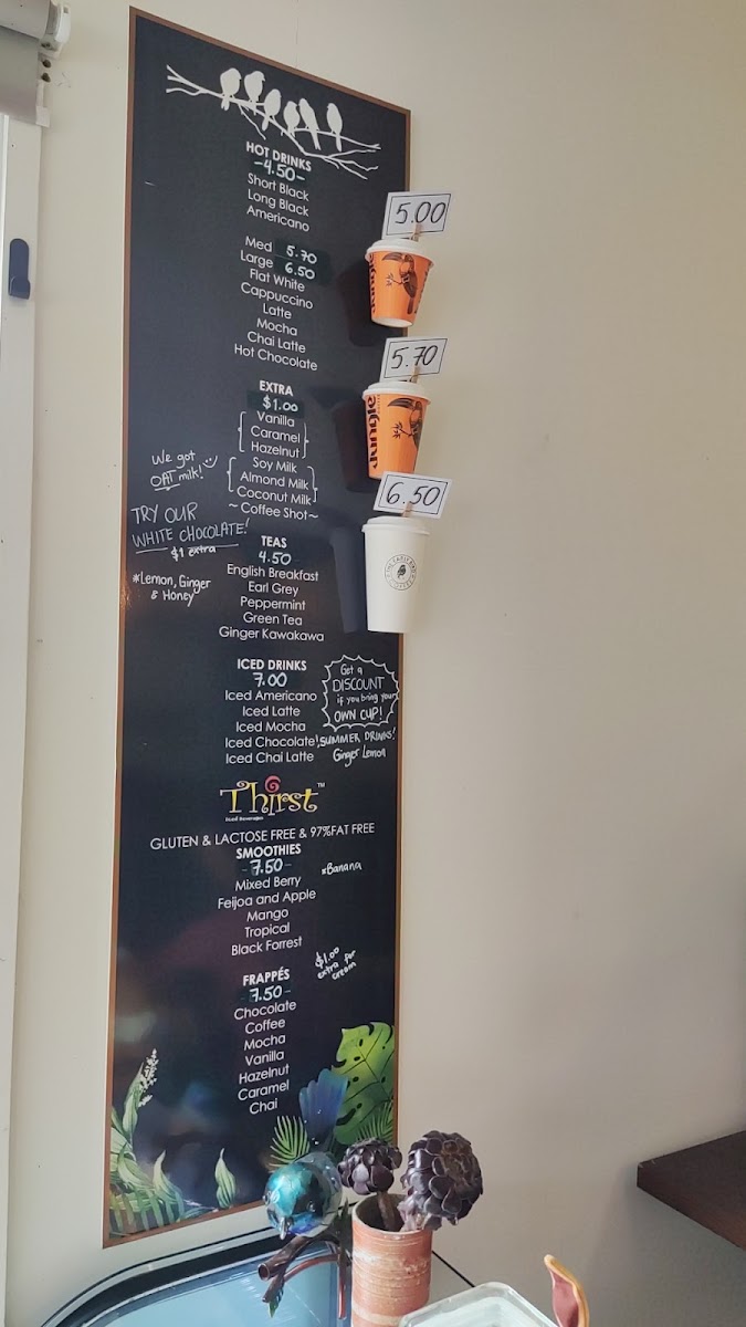 The Early Bird menu board