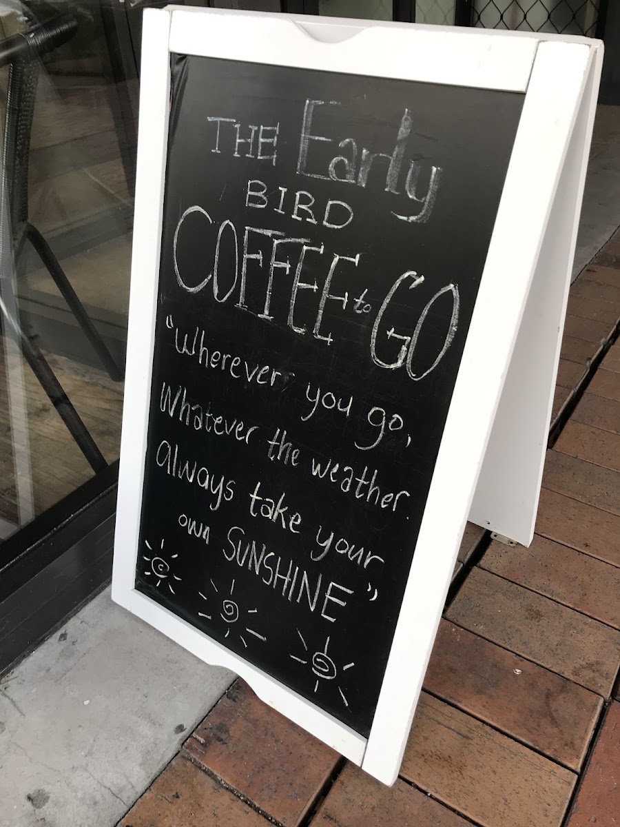 The Early Bird menu board