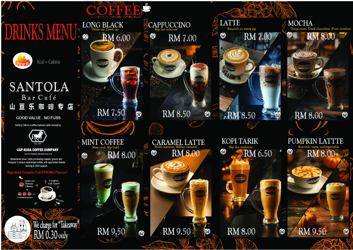 Santola Bar menu board