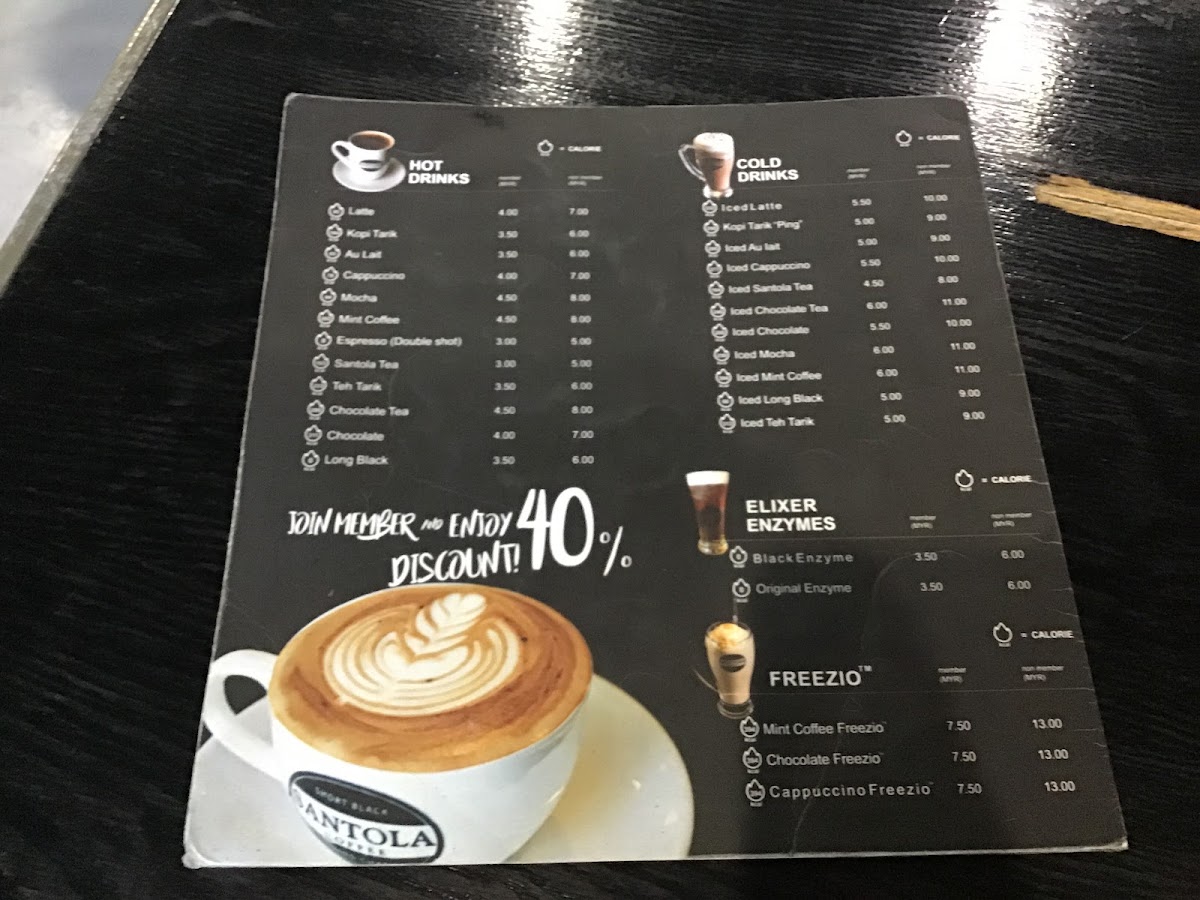Santola Bar menu board