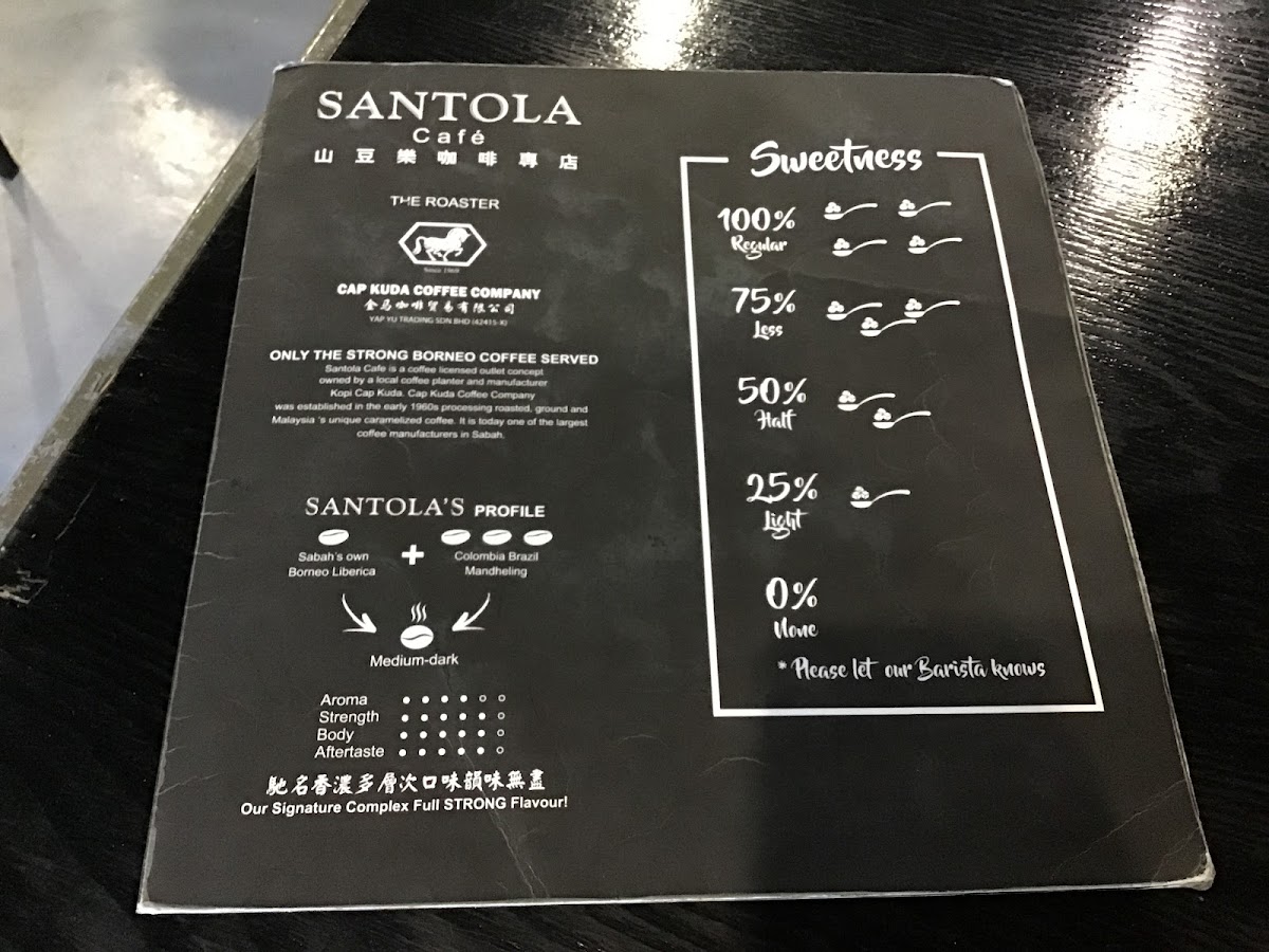 Santola Bar menu board
