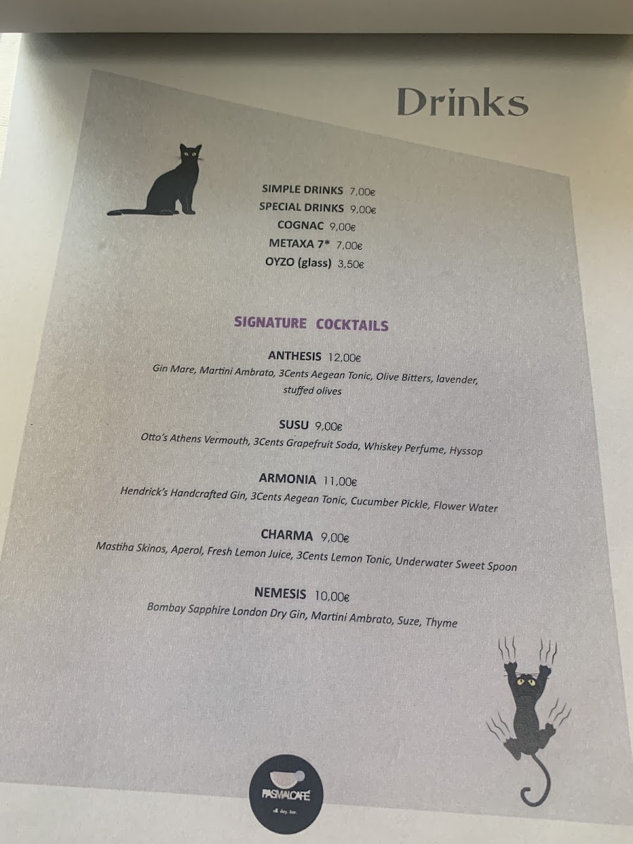 Pas mal cafe.all.day.bar menu board