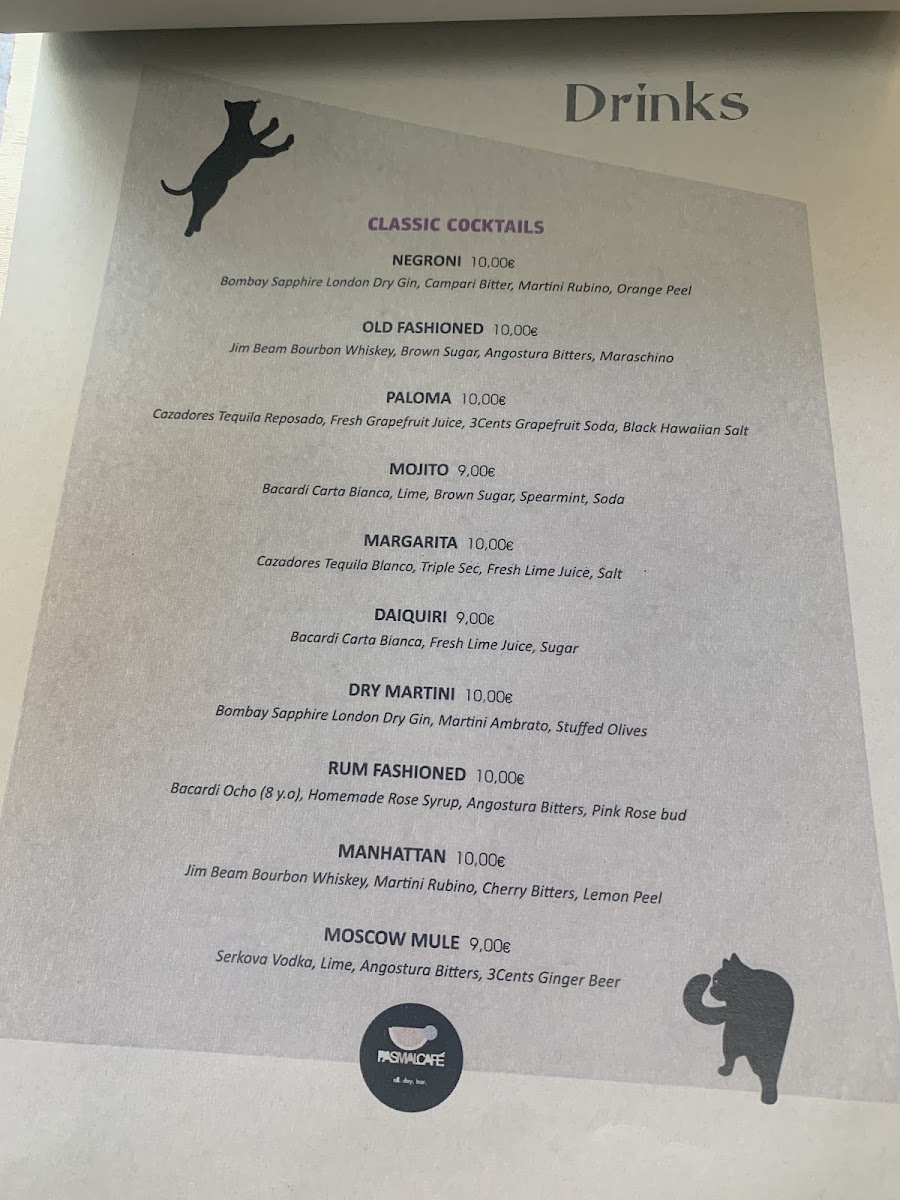 Pas mal cafe.all.day.bar menu board