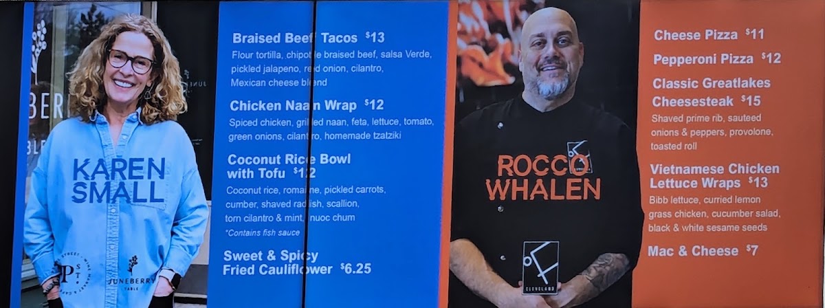 All Access Cafe at the Rock Hall menu board