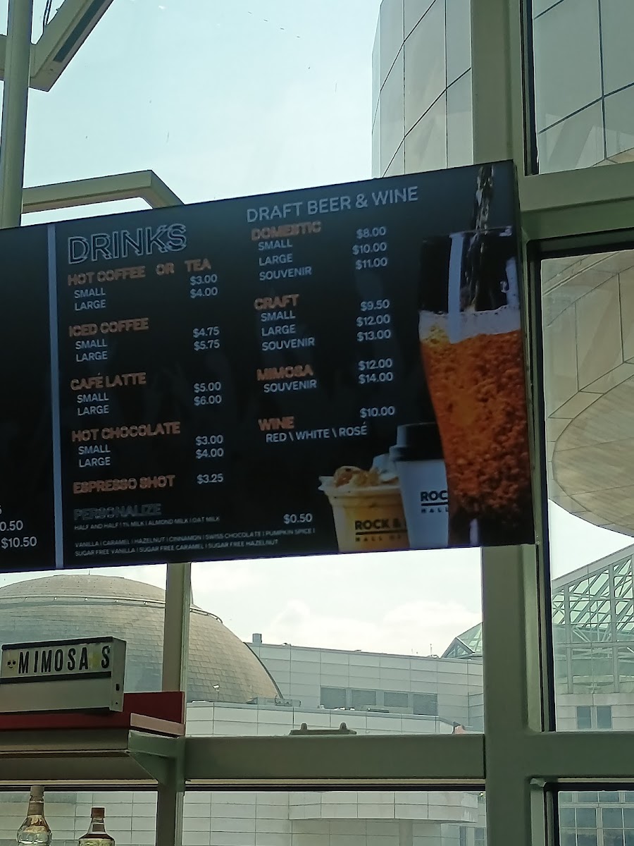 All Access Cafe at the Rock Hall menu board