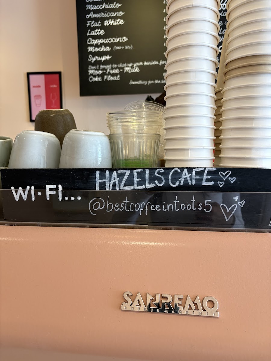 Hazel's Cafe menu board