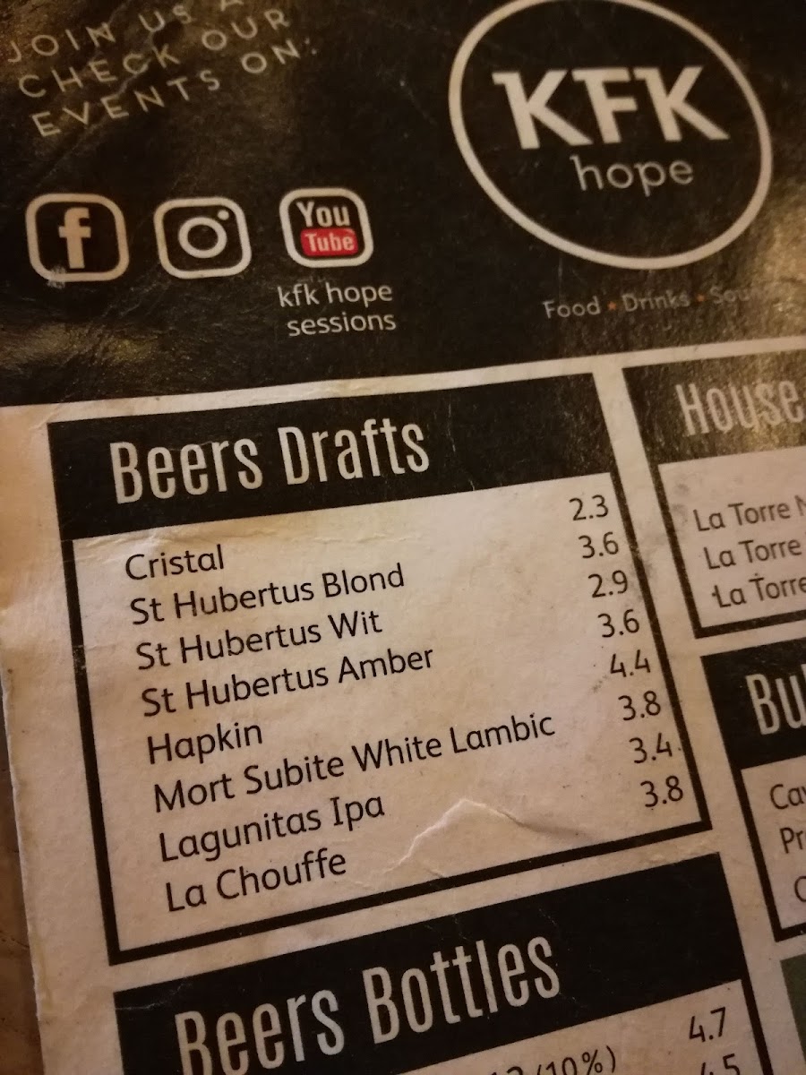 Café Kafka menu board