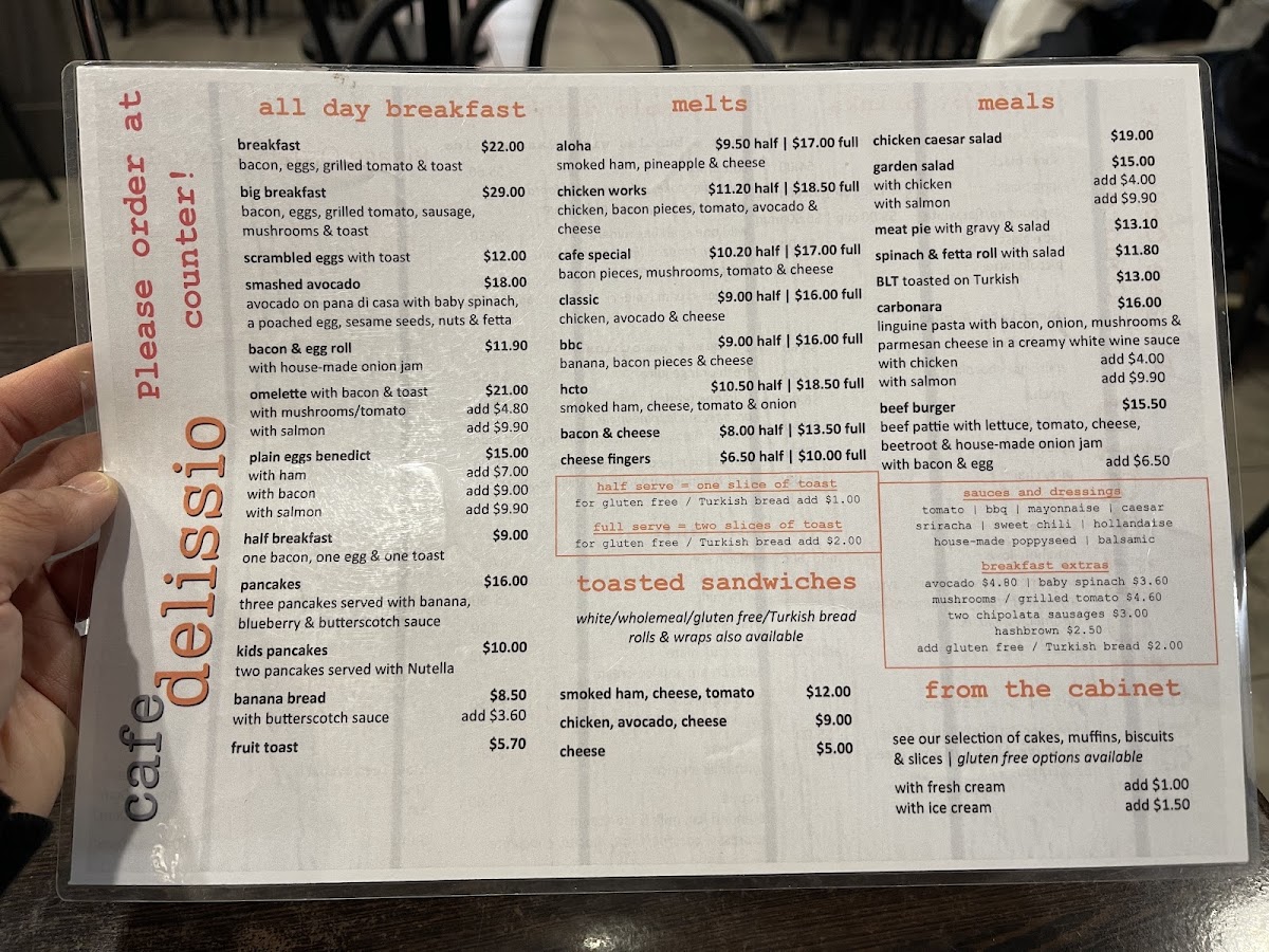 Café Delissio menu board