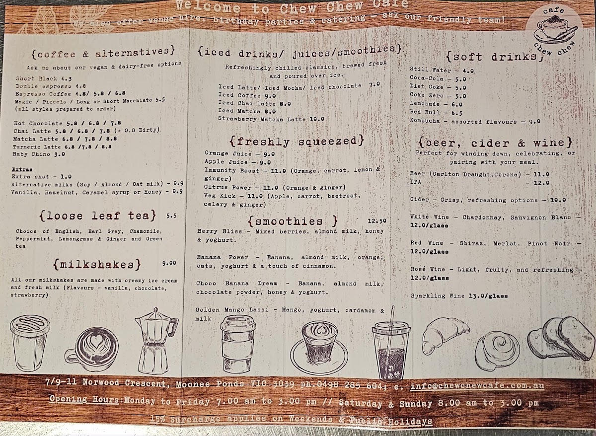 Chew Chew menu board