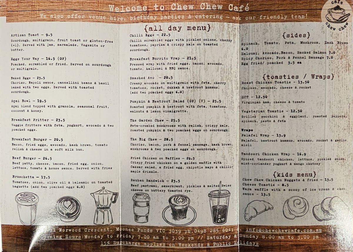 Chew Chew menu board