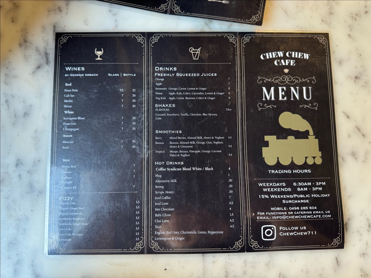 Chew Chew menu board