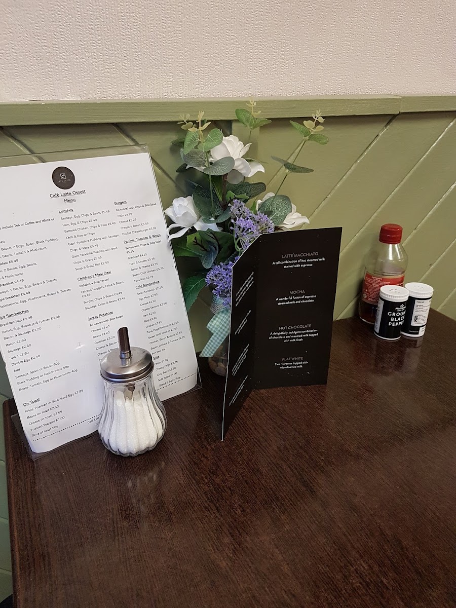 Cafe Latte & Sandwich Bar menu board