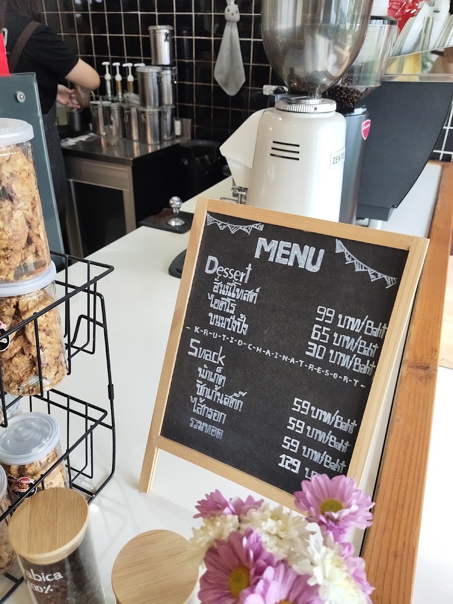 Krutid Coffee Chainat Resort menu board