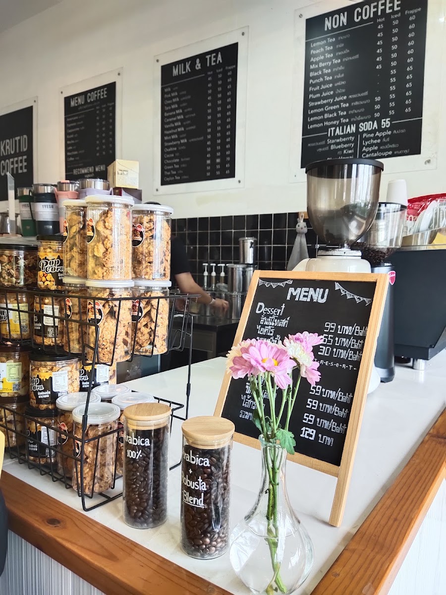Krutid Coffee Chainat Resort menu board