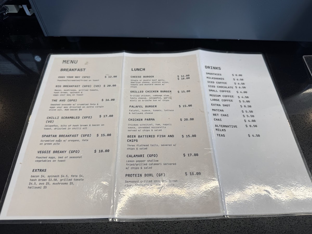 Four Point Grind menu board