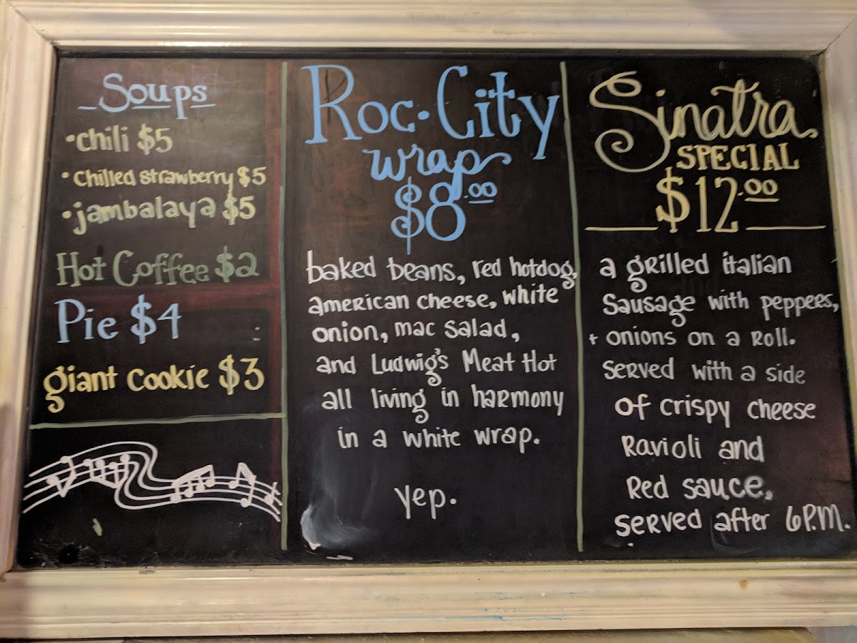 Ludwig's Center Stage Cafe menu board