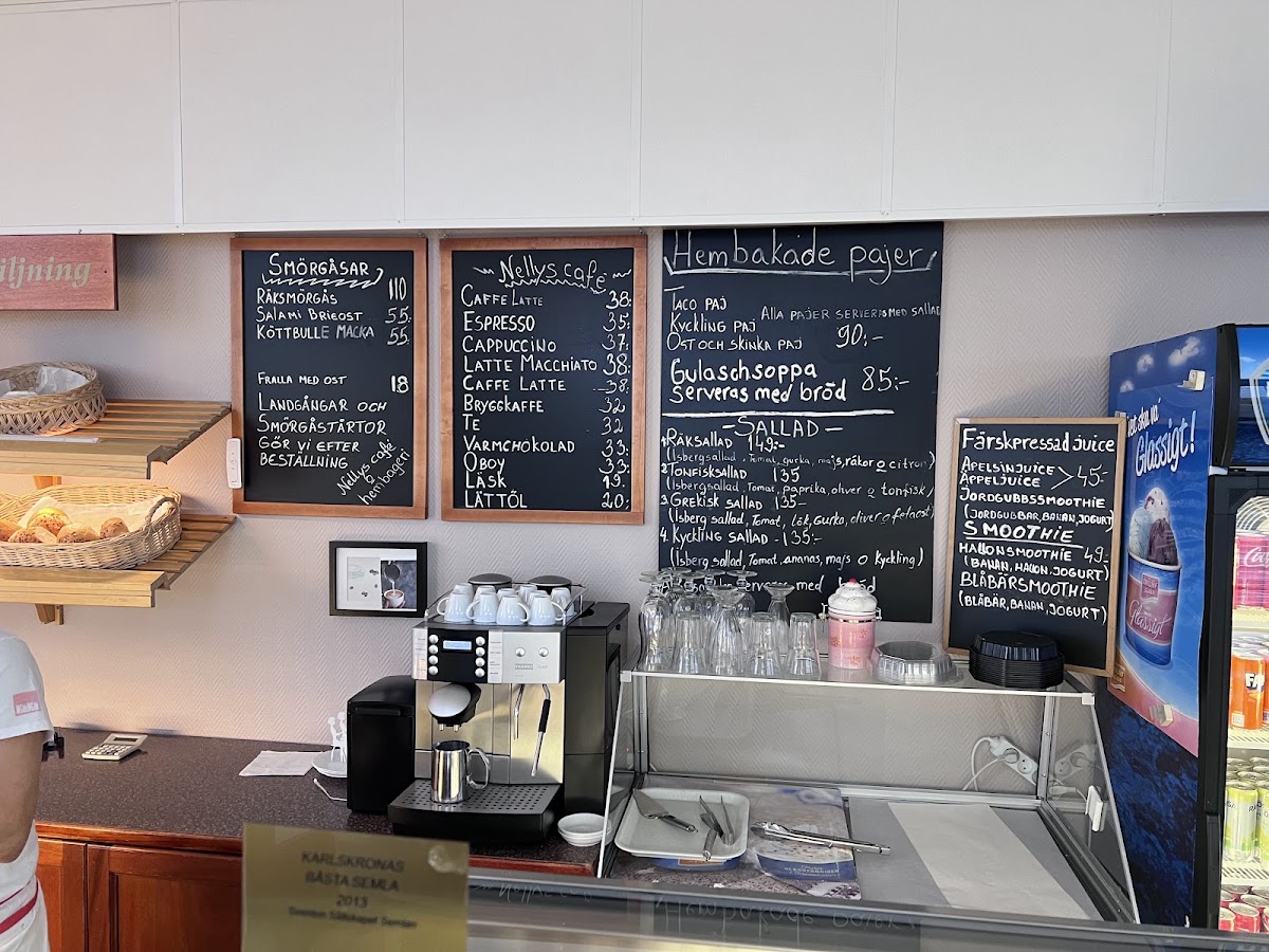 Nelly's Cafe and bakery menu board