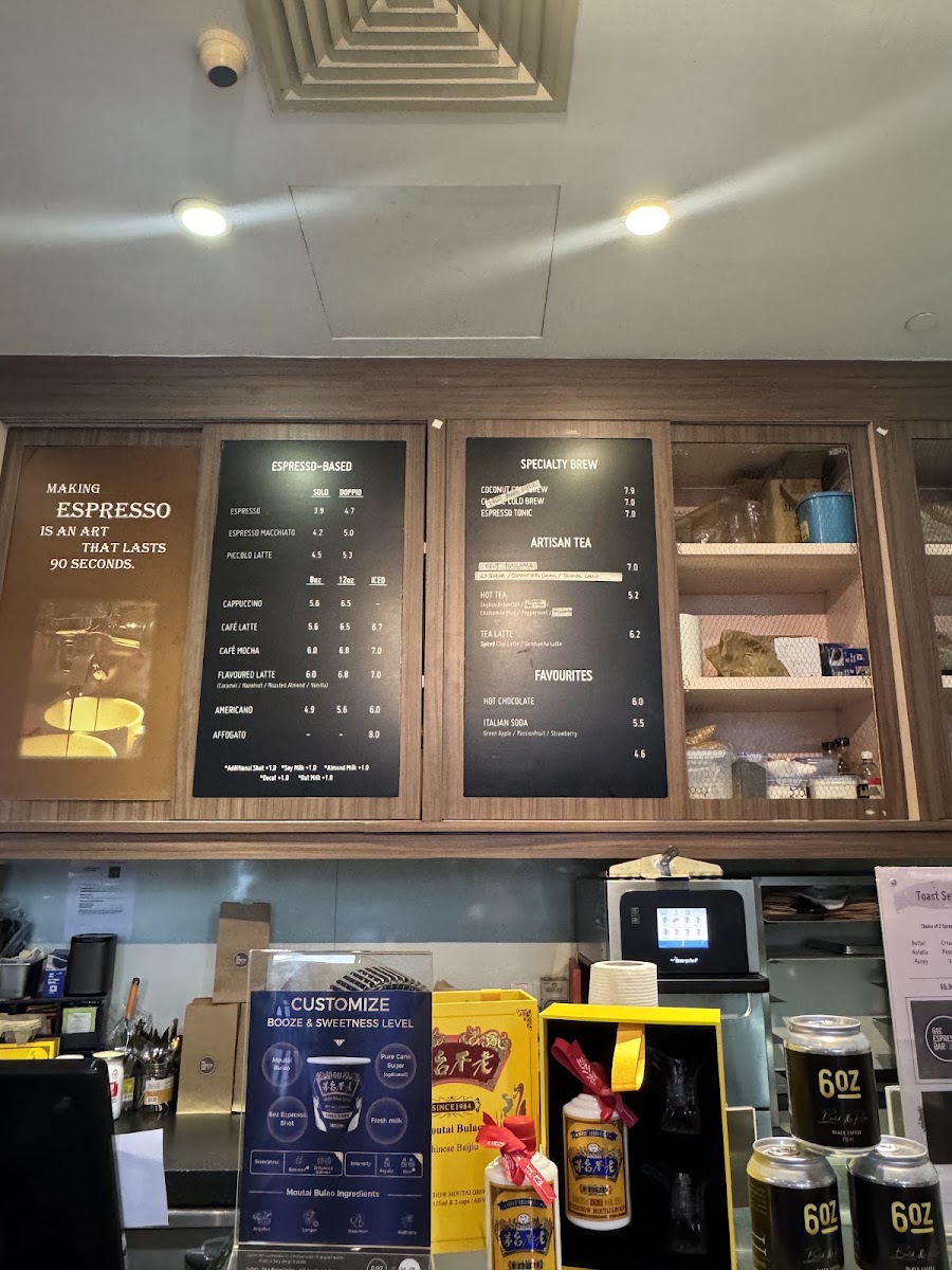 6oz Espresso Bar @ Tokio Marine Centre menu board