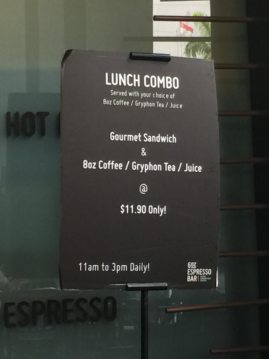 6oz Espresso Bar @ Tokio Marine Centre menu board