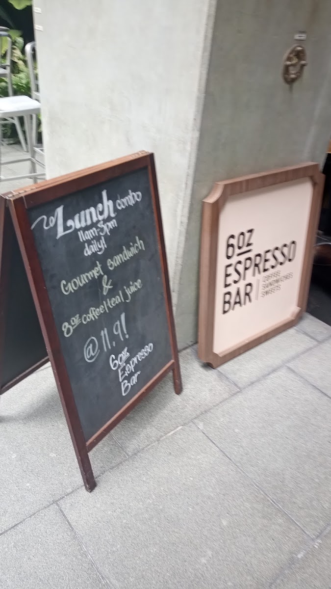 6oz Espresso Bar @ Tokio Marine Centre menu board