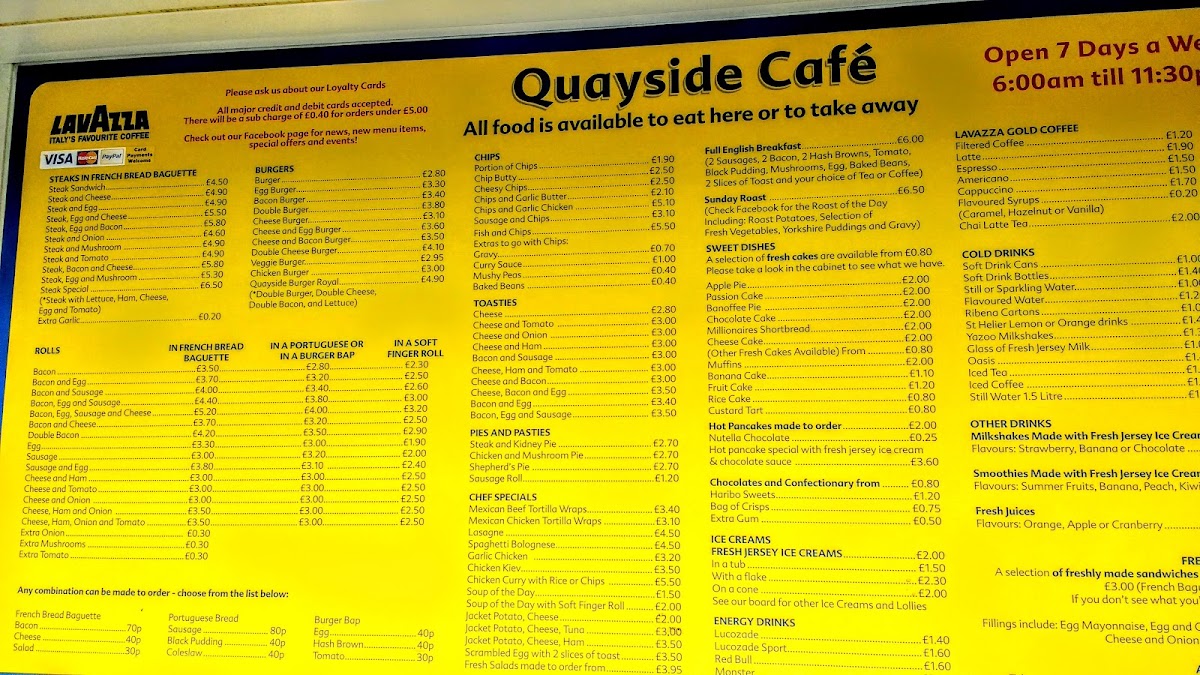 Quayside Cafe menu board
