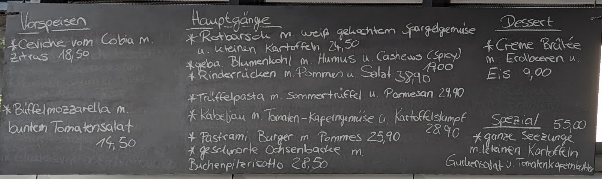 Davids menu board