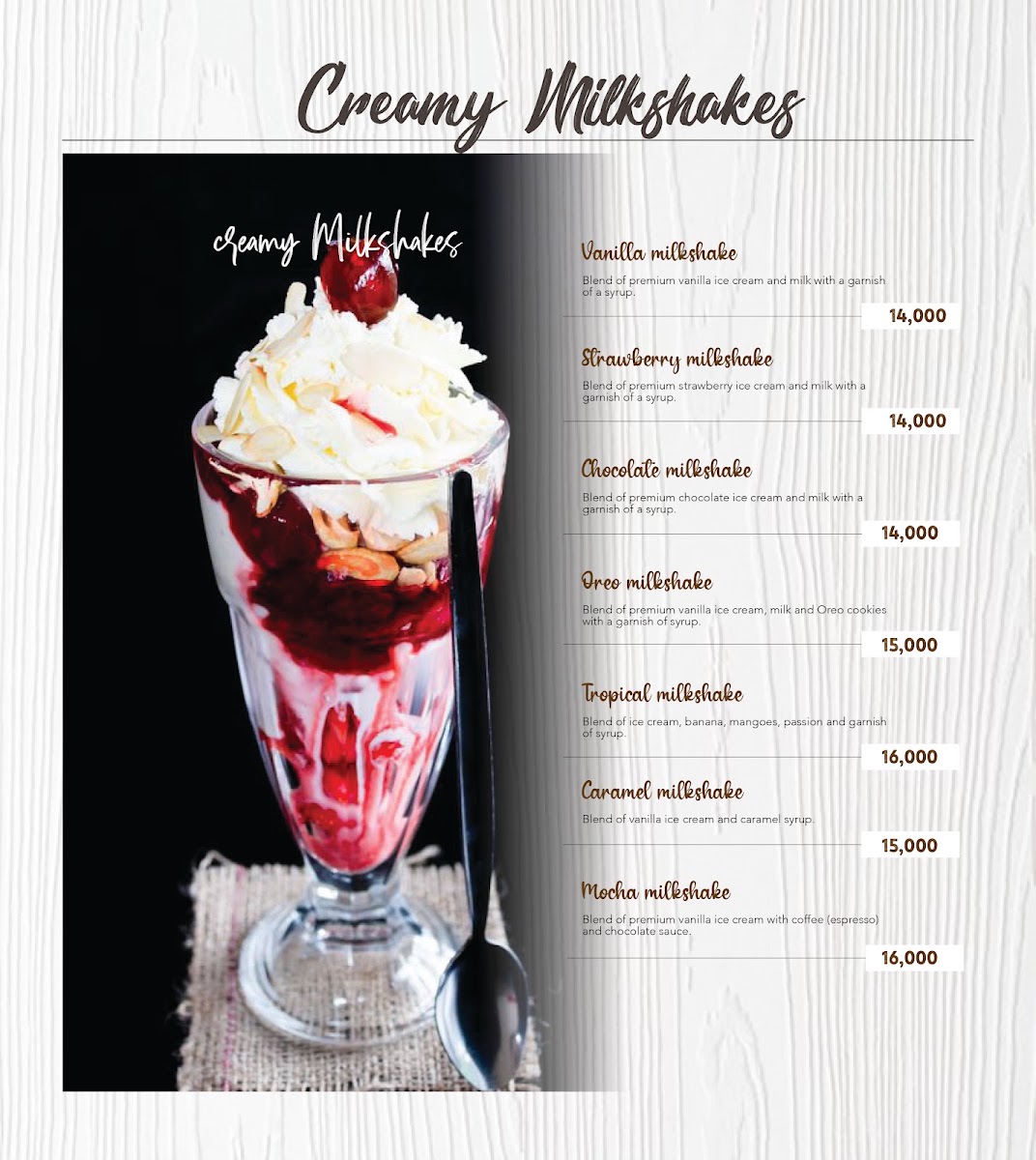 Sta Cafe & Lounge menu board