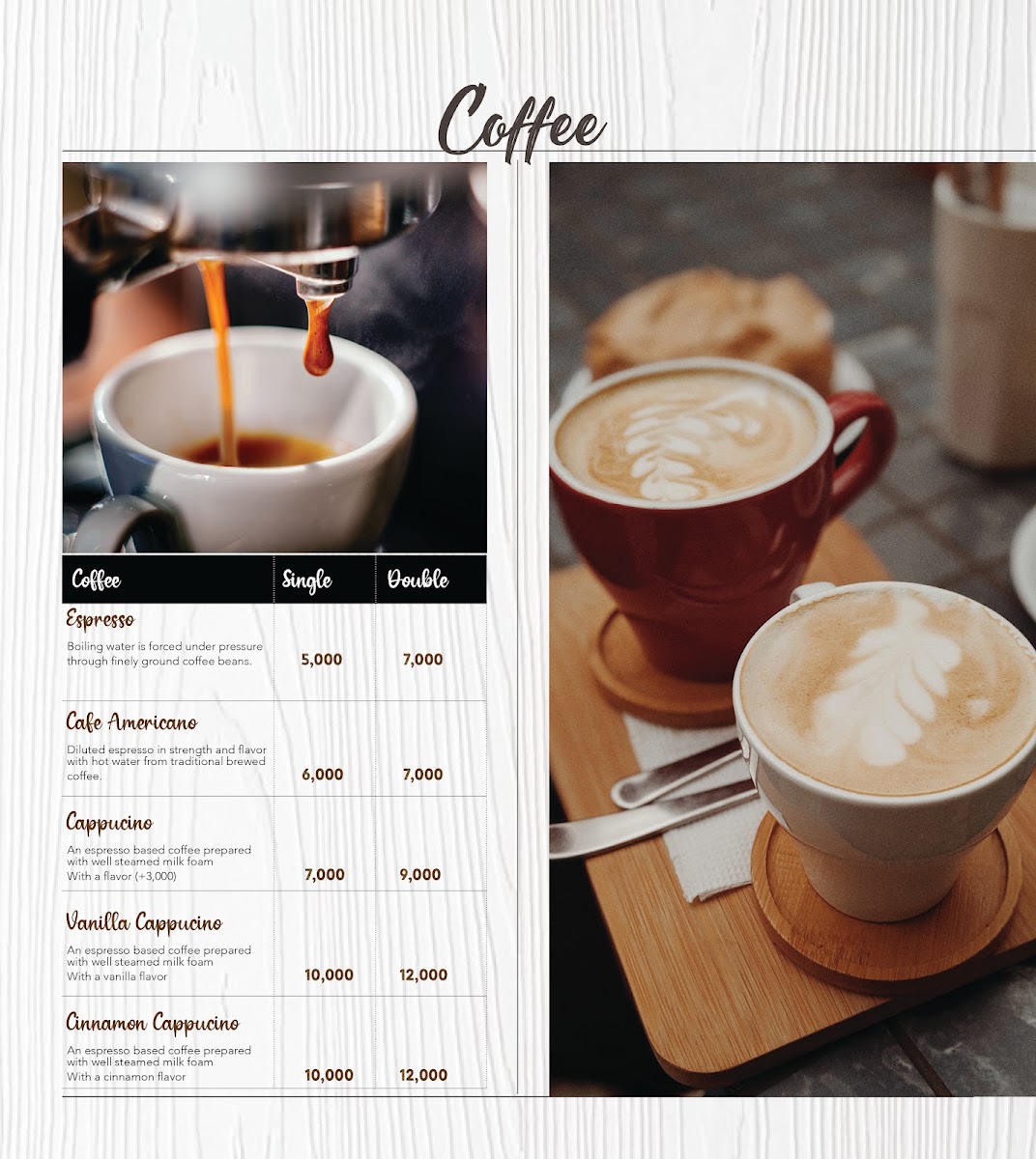 Sta Cafe & Lounge menu board