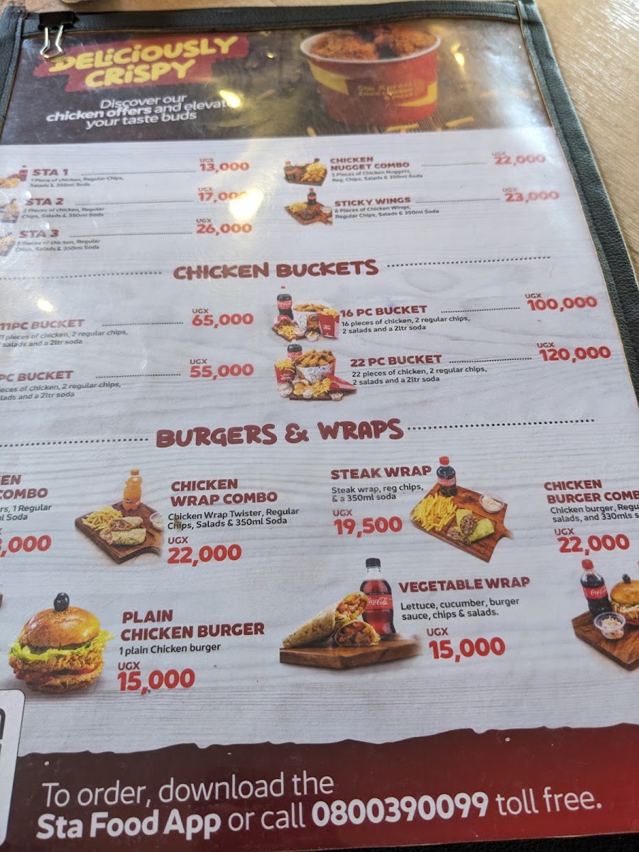 Sta Cafe & Lounge menu board