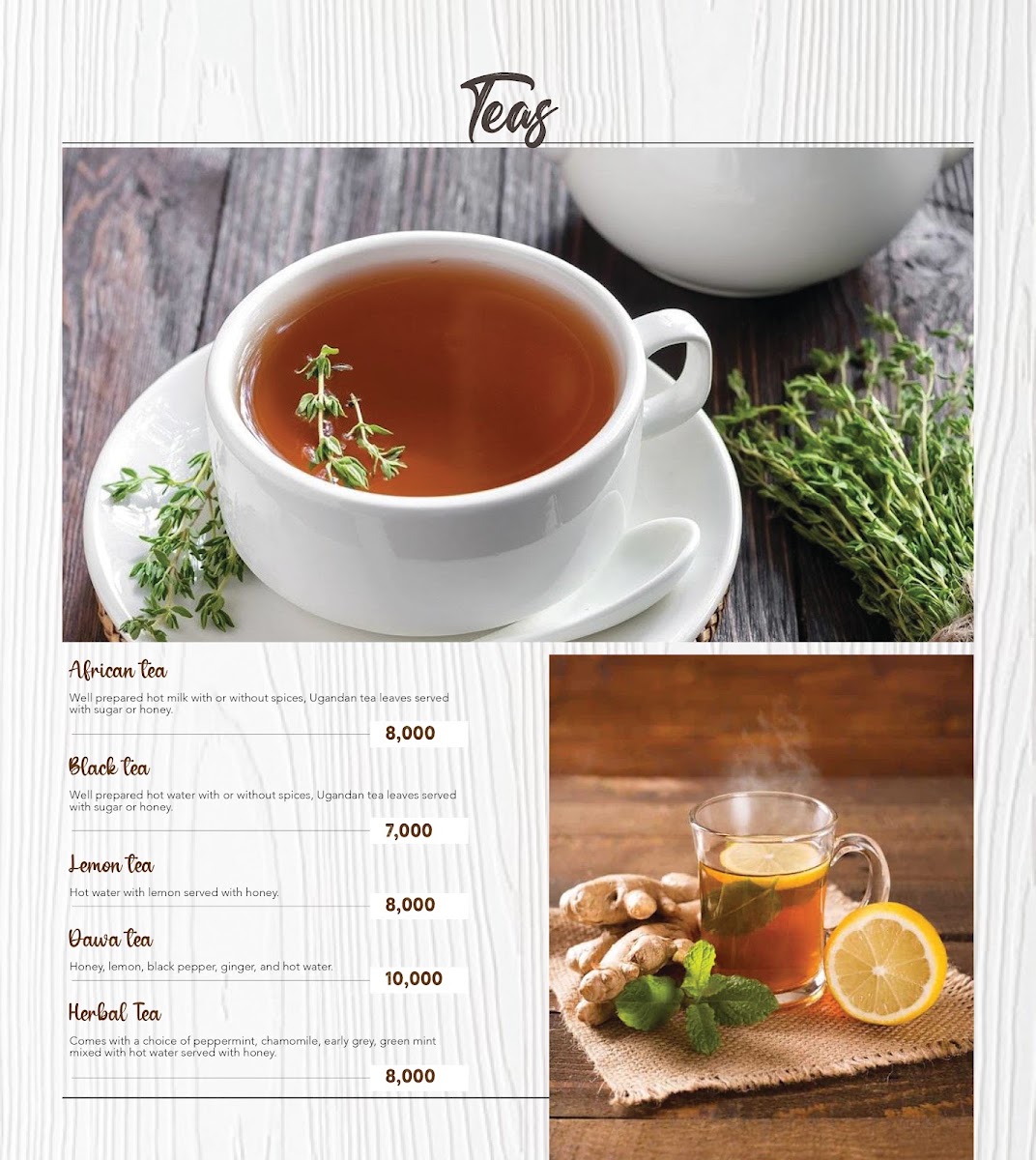 Sta Cafe & Lounge menu board