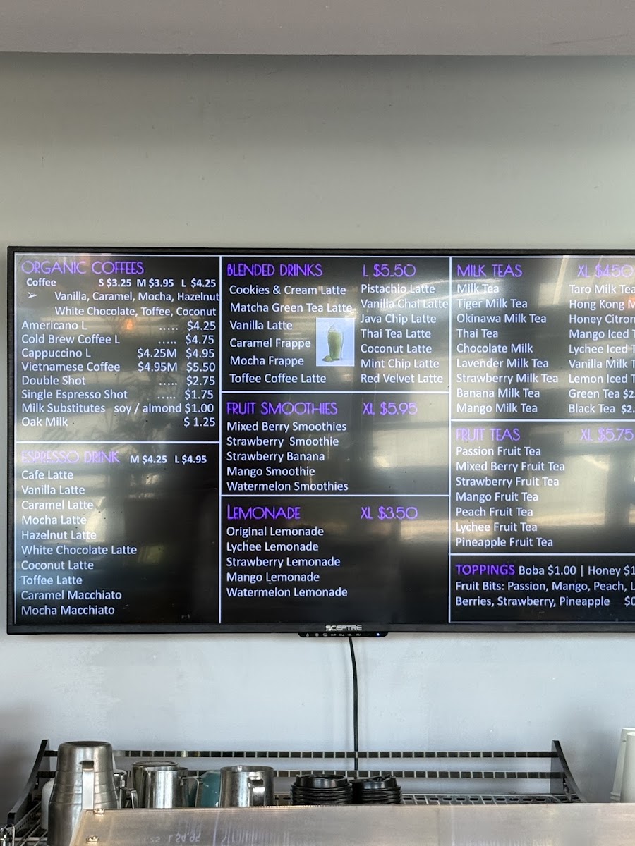 Joker's Koffee menu board