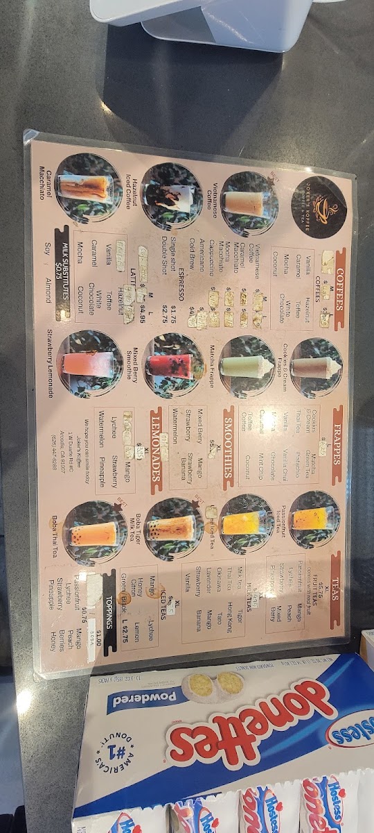 Joker's Koffee menu board