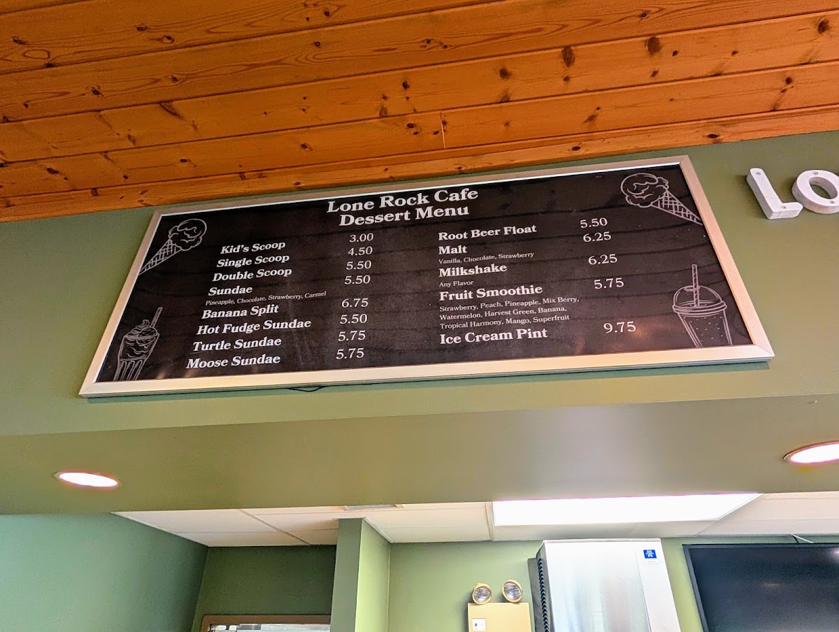 Lone Rock Cafe menu board