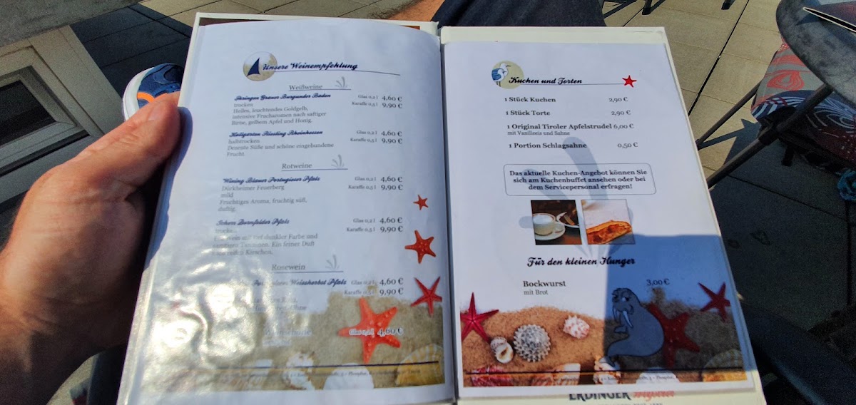 Cafe am Yachthafen menu board