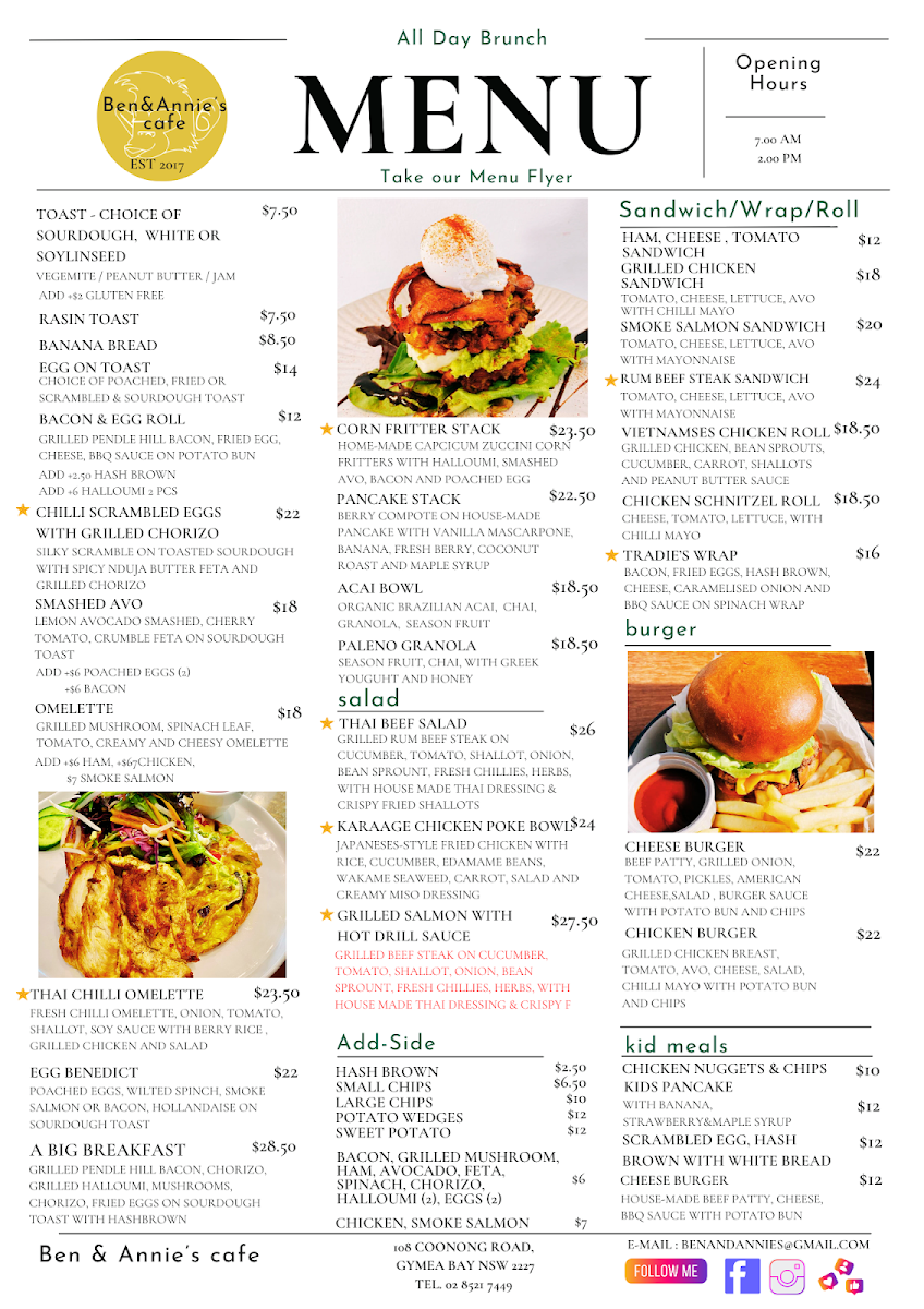 Ben & Annie’s menu board
