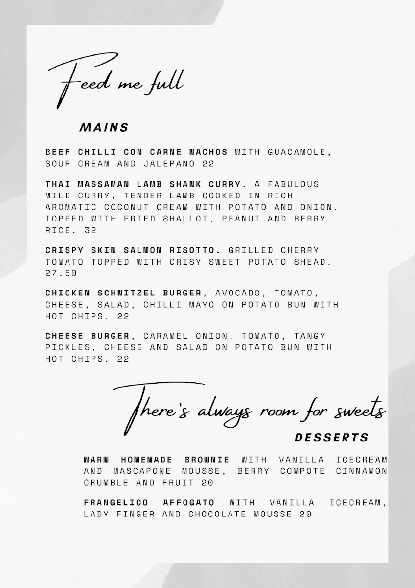 Ben & Annie’s menu board