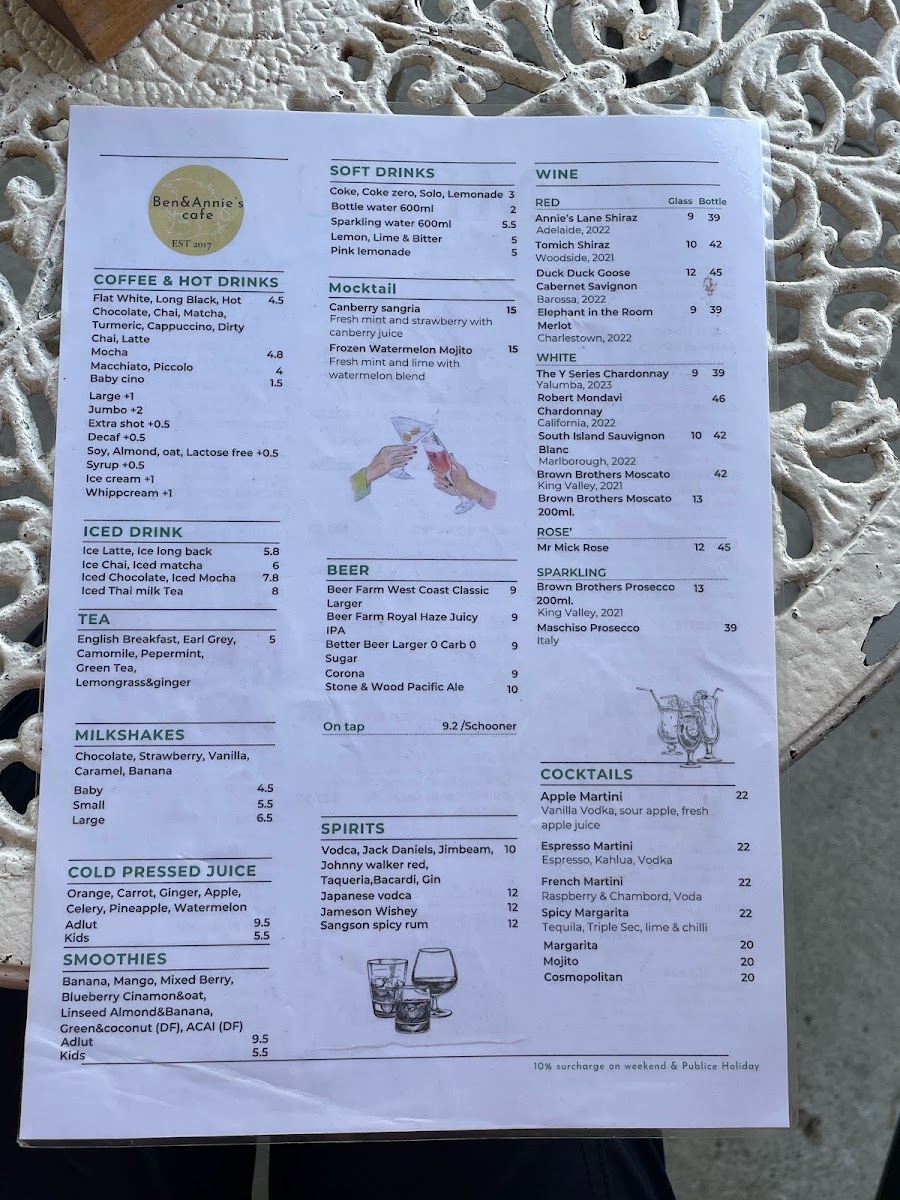 Ben & Annie’s menu board
