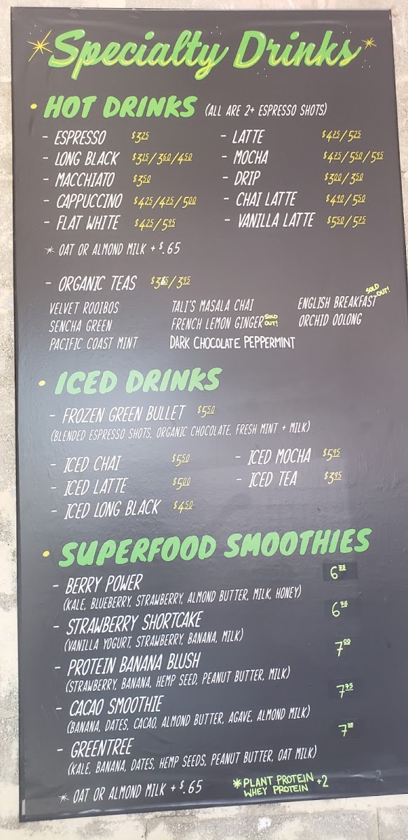 Beach Cities Cafe menu board
