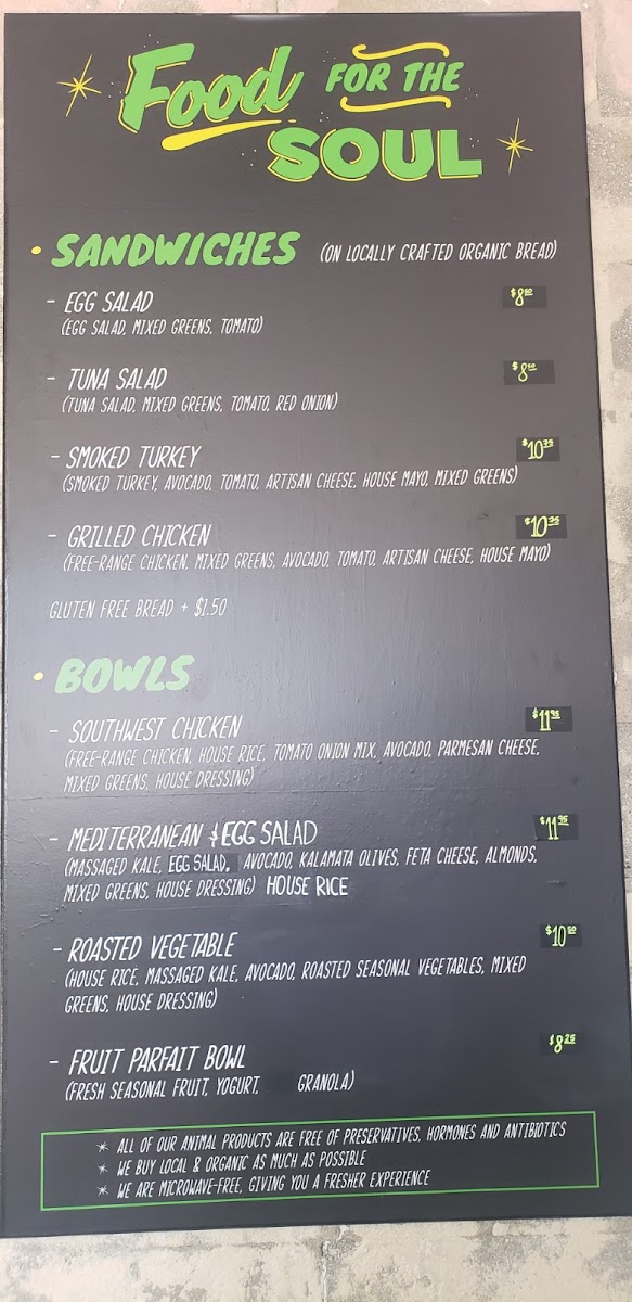 Beach Cities Cafe menu board