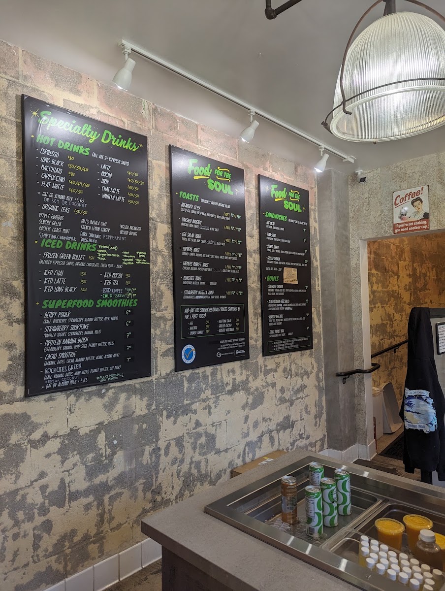 Beach Cities Cafe menu board