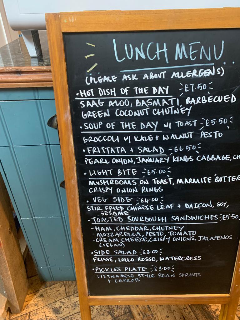 Home Community Cafe C.I.C menu board