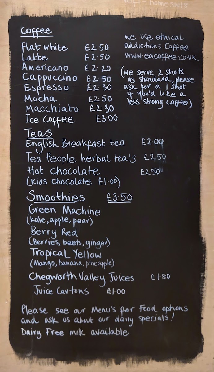 Home Community Cafe C.I.C menu board