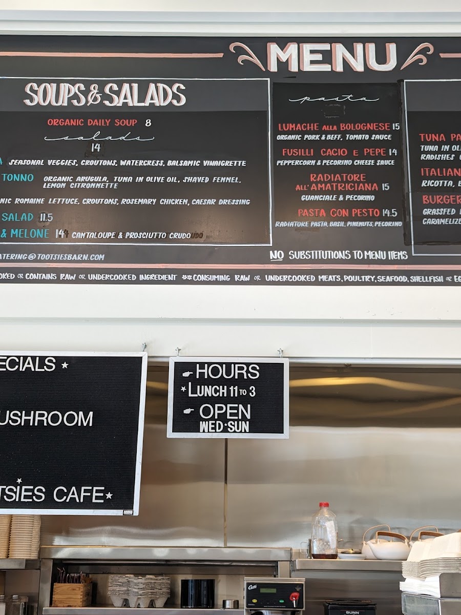 Cool Cafe menu board