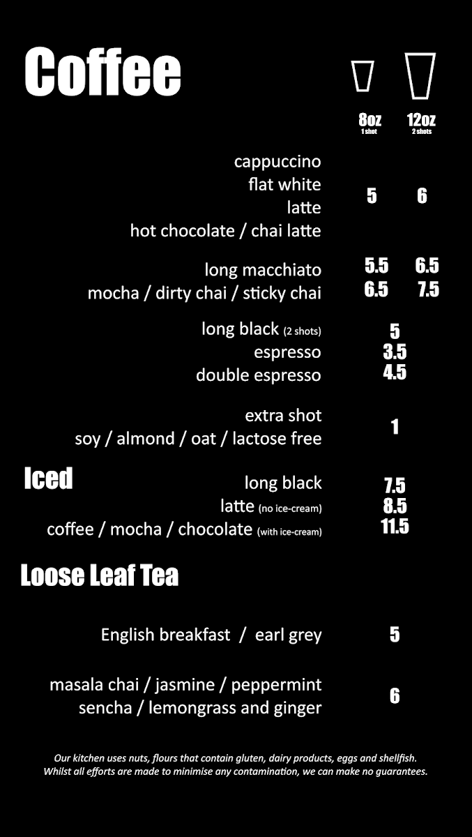 Lane Cafe Rottnest menu board