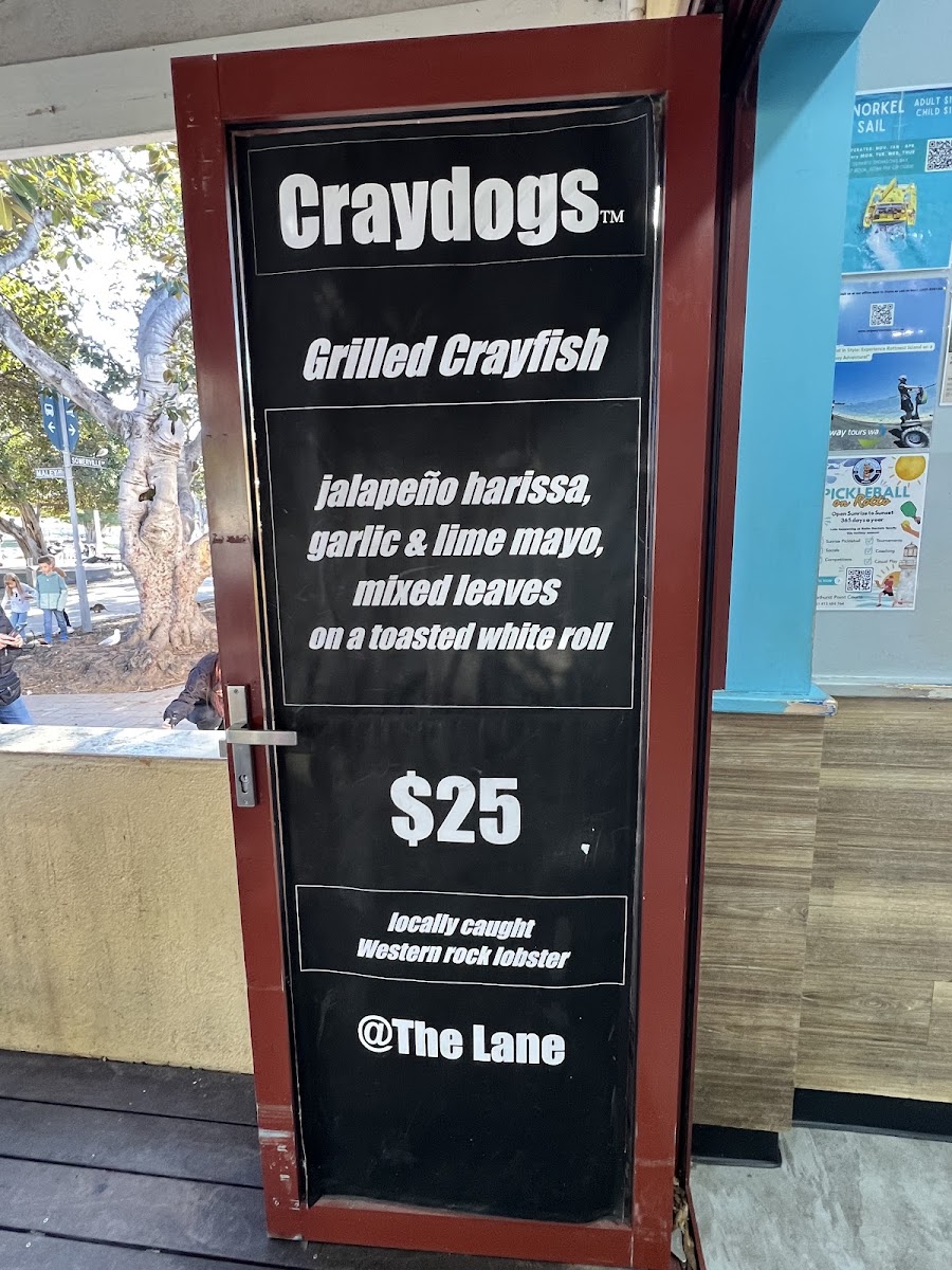 Lane Cafe Rottnest menu board