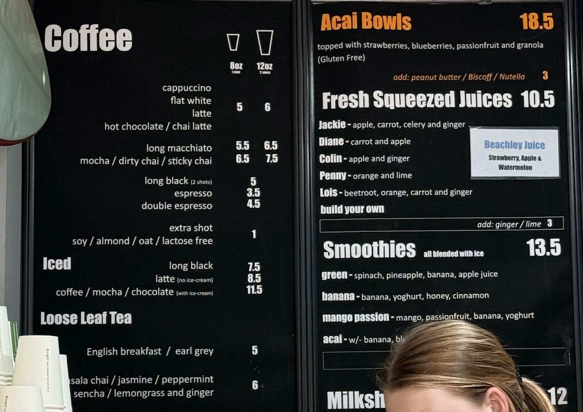 Lane Cafe Rottnest menu board