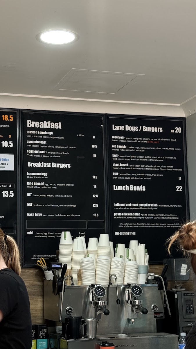 Lane Cafe Rottnest menu board