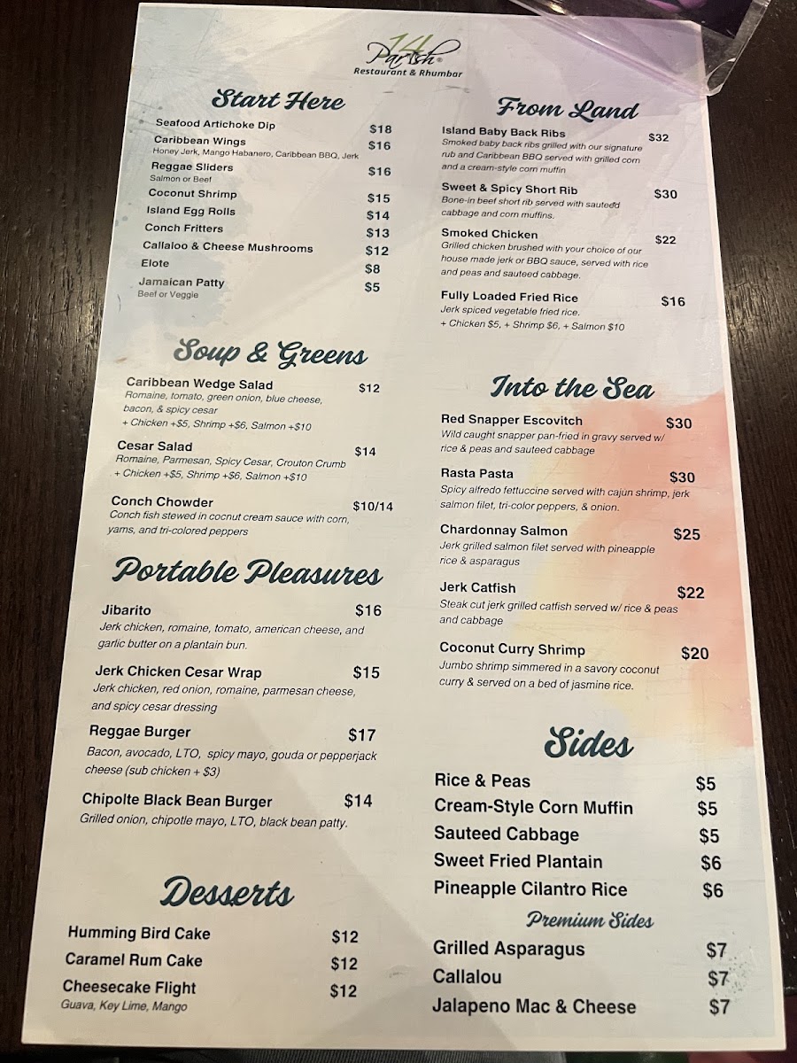14 Parish menu board